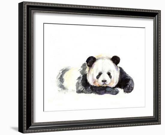 Panda Hand Painted Watercolor Illustration Isolated on White Background. Watercolor Animal Silhouet-Tatyana Komtsyan-Framed Art Print