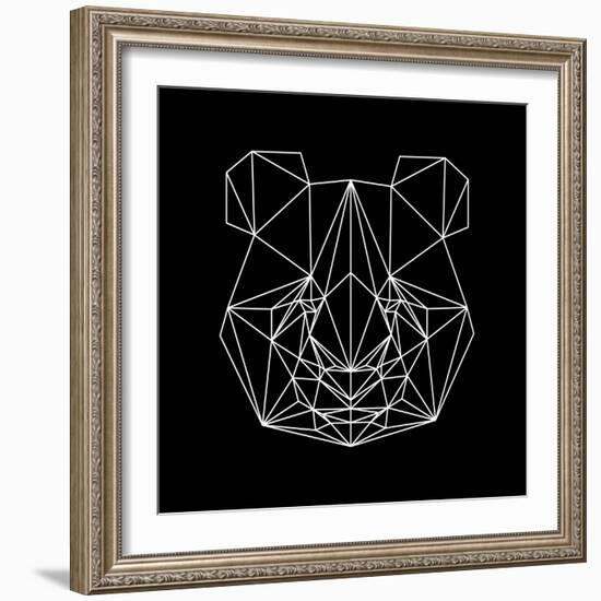 Panda on Black-Lisa Kroll-Framed Art Print