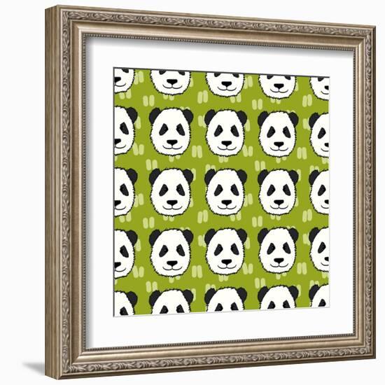 Panda Pattern-TashaNatasha-Framed Art Print