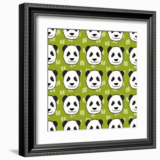 Panda Pattern-TashaNatasha-Framed Art Print