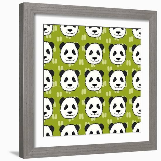 Panda Pattern-TashaNatasha-Framed Art Print