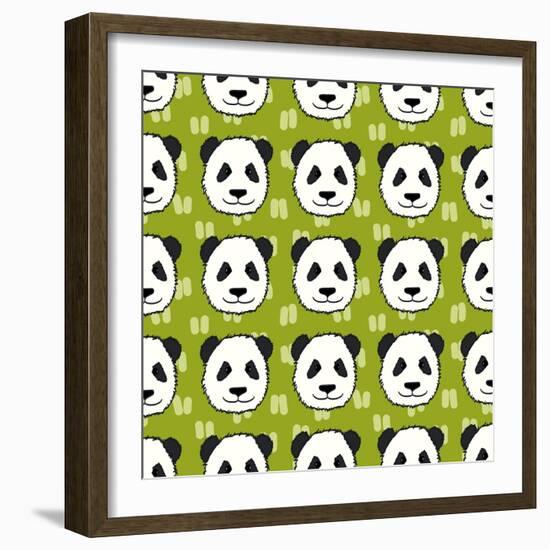 Panda Pattern-TashaNatasha-Framed Art Print