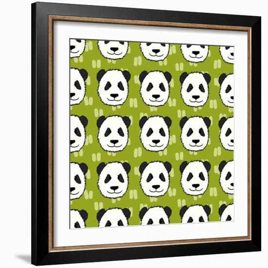 Panda Pattern-TashaNatasha-Framed Art Print