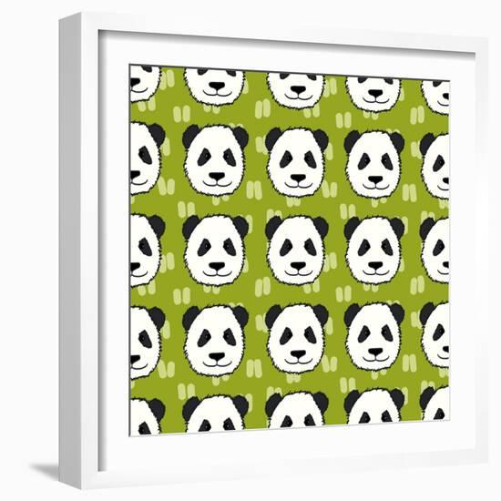 Panda Pattern-TashaNatasha-Framed Art Print