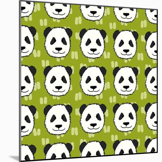 Panda Pattern-TashaNatasha-Mounted Art Print