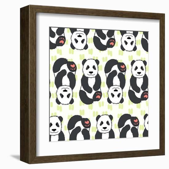 Pandas Pattern.-TashaNatasha-Framed Art Print
