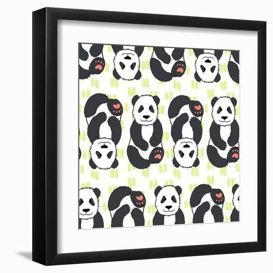 Pandas Pattern.-TashaNatasha-Framed Art Print