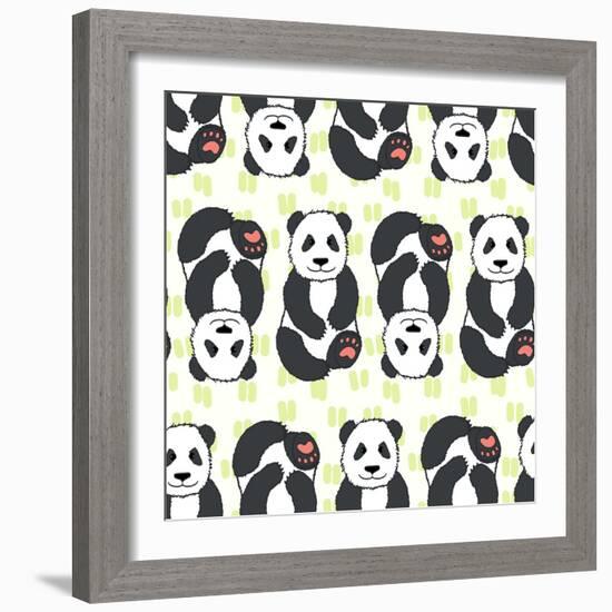 Pandas Pattern.-TashaNatasha-Framed Art Print