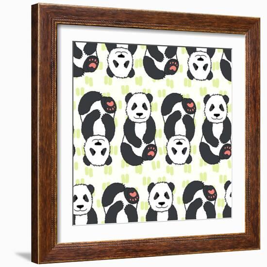 Pandas Pattern.-TashaNatasha-Framed Art Print