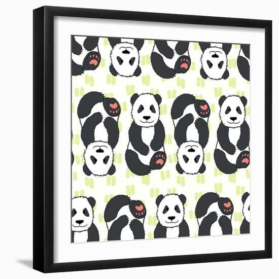 Pandas Pattern.-TashaNatasha-Framed Art Print