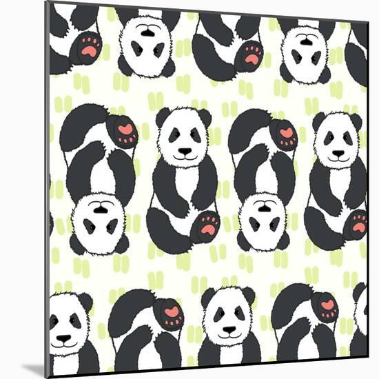 Pandas Pattern.-TashaNatasha-Mounted Art Print