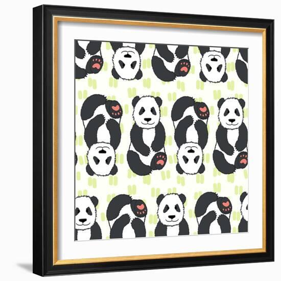 Pandas Pattern.-TashaNatasha-Framed Art Print