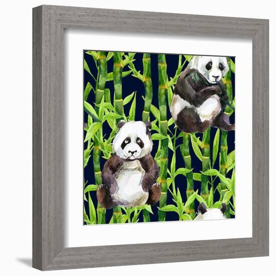 Pandas with Bamboo-tanycya-Framed Art Print