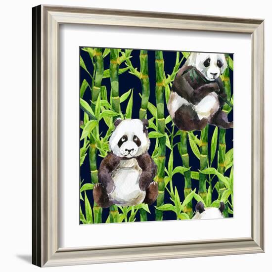 Pandas with Bamboo-tanycya-Framed Art Print