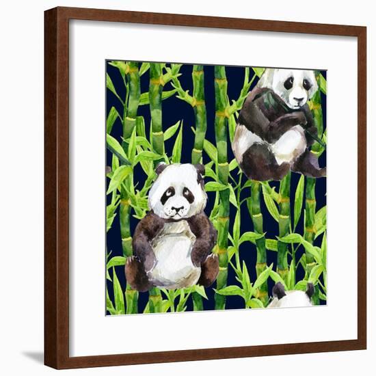 Pandas with Bamboo-tanycya-Framed Premium Giclee Print