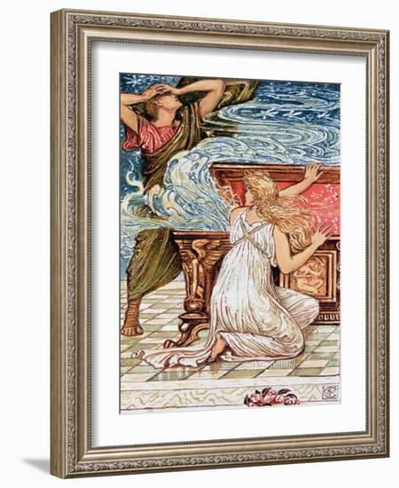 Pandora Opens the Box, Illustration for "The Greek Mythological Legend," Published in 1910-Walter Crane-Framed Giclee Print