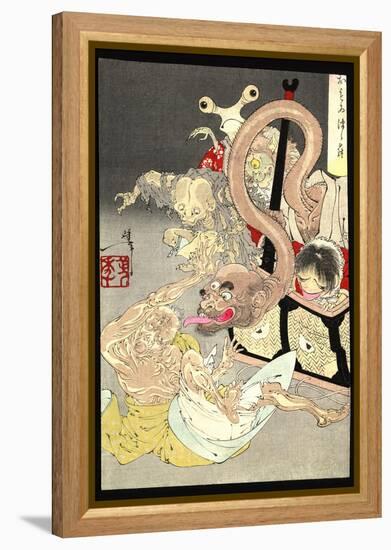 Pandora's Box: Omoi Tsuzura and Yokubari Obasan-Taiso Yoshitoshi-Framed Stretched Canvas
