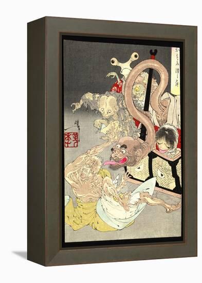 Pandora's Box: Omoi Tsuzura and Yokubari Obasan-Taiso Yoshitoshi-Framed Stretched Canvas