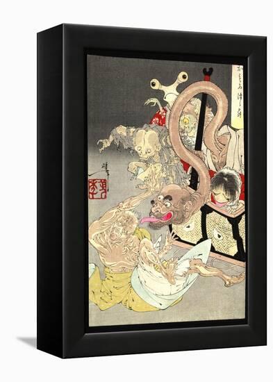 Pandora's Box: Omoi Tsuzura and Yokubari Obasan-Taiso Yoshitoshi-Framed Stretched Canvas