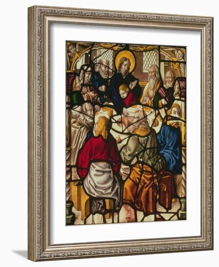 Panel Depicting the Last Supper (Stained Glass)-German School-Framed Giclee Print