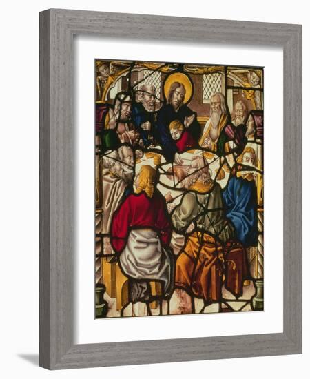 Panel Depicting the Last Supper (Stained Glass)-German School-Framed Giclee Print