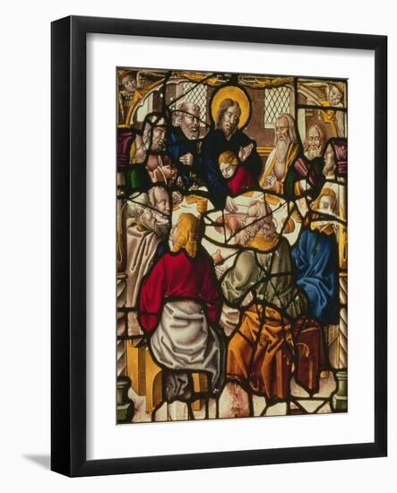 Panel Depicting the Last Supper (Stained Glass)-German School-Framed Giclee Print