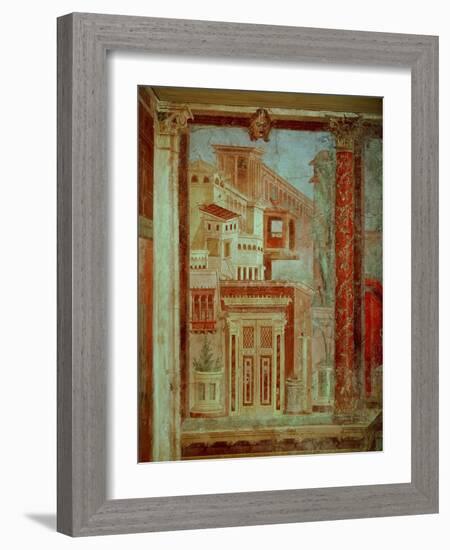 Panel from Cubiculum from the Bedroom of the Villa of P Fannius at Boscoreale, Pompeii, C.50-40 BC-Roman-Framed Giclee Print