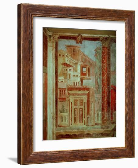 Panel from Cubiculum from the Bedroom of the Villa of P Fannius at Boscoreale, Pompeii, C.50-40 BC-Roman-Framed Giclee Print