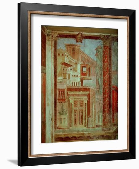 Panel from Cubiculum from the Bedroom of the Villa of P Fannius at Boscoreale, Pompeii, C.50-40 BC-Roman-Framed Giclee Print