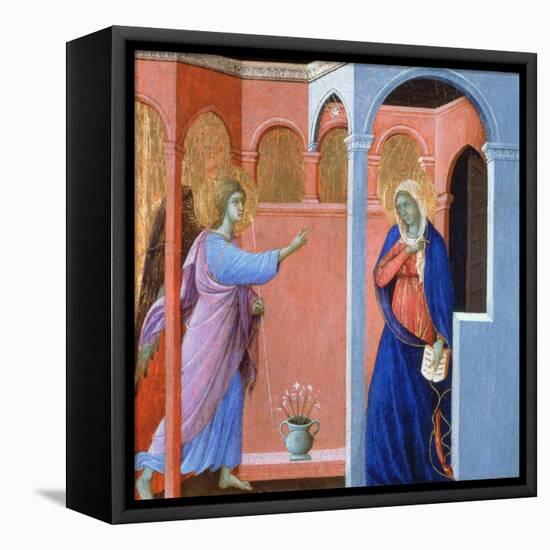 Panel from the Maestà Altarpiece: the Annunciation, 1311-Duccio di Buoninsegna-Framed Premier Image Canvas