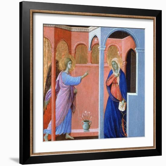 Panel from the Maestà Altarpiece: the Annunciation, 1311-Duccio di Buoninsegna-Framed Giclee Print