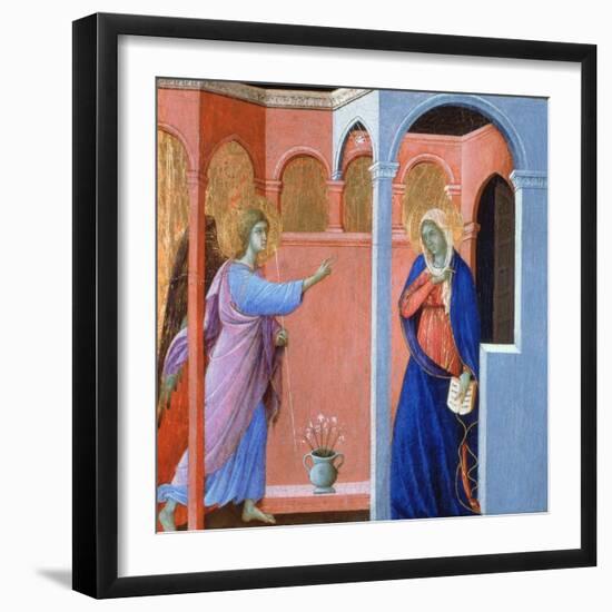 Panel from the Maestà Altarpiece: the Annunciation, 1311-Duccio di Buoninsegna-Framed Giclee Print