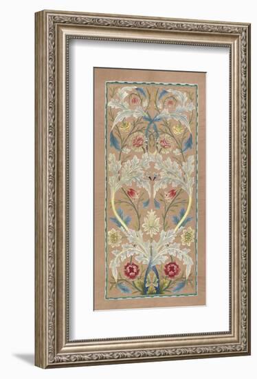 Panel of floral embroidery, circa 1875 –80-William Morris-Framed Giclee Print