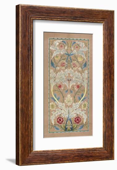 Panel of floral embroidery, circa 1875 –80-William Morris-Framed Giclee Print