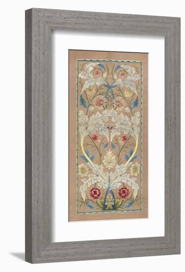 Panel of floral embroidery, circa 1875 –80-William Morris-Framed Giclee Print