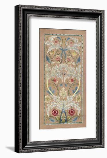 Panel of floral embroidery, circa 1875 –80-William Morris-Framed Giclee Print