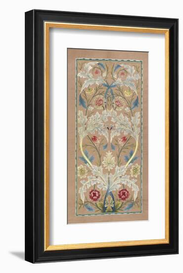 Panel of floral embroidery, circa 1875 –80-William Morris-Framed Giclee Print