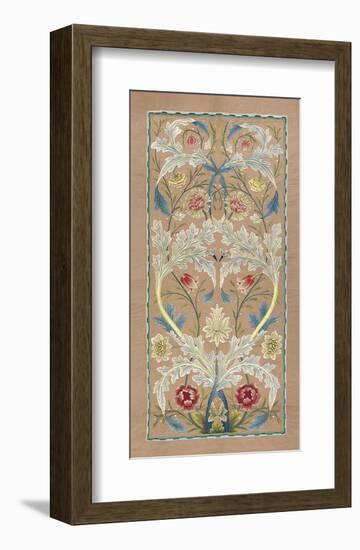 Panel of floral embroidery, circa 1875 –80-William Morris-Framed Giclee Print