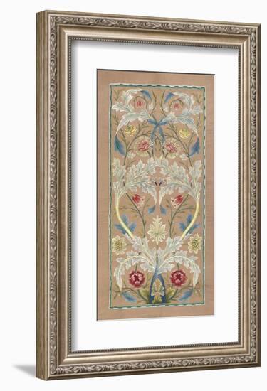 Panel of floral embroidery, circa 1875 –80-William Morris-Framed Art Print