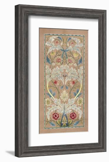 Panel of floral embroidery, circa 1875 –80-William Morris-Framed Art Print