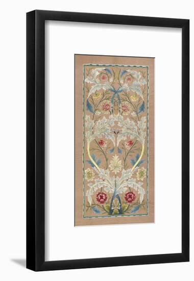 Panel of floral embroidery, circa 1875 –80-William Morris-Framed Art Print