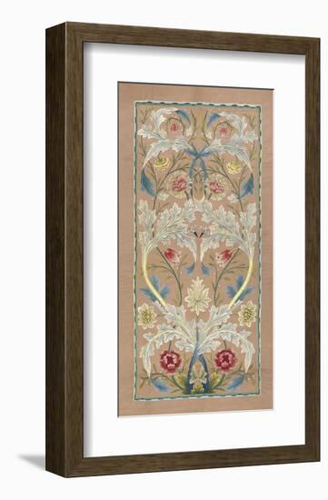 Panel of floral embroidery, circa 1875 –80-William Morris-Framed Art Print