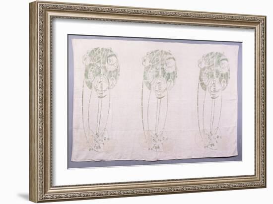 Panel of Three Stylised Rose Motifs in Green and Cream, for One Back of a Corner Settle-Charles Rennie Mackintosh-Framed Giclee Print