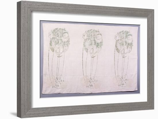 Panel of Three Stylised Rose Motifs in Green and Cream, for One Back of a Corner Settle-Charles Rennie Mackintosh-Framed Giclee Print