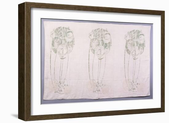 Panel of Three Stylised Rose Motifs in Green and Cream, for One Back of a Corner Settle-Charles Rennie Mackintosh-Framed Giclee Print