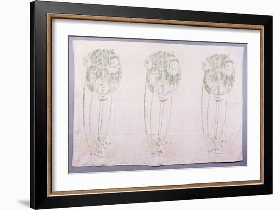 Panel of Three Stylised Rose Motifs in Green and Cream, for One Back of a Corner Settle-Charles Rennie Mackintosh-Framed Giclee Print