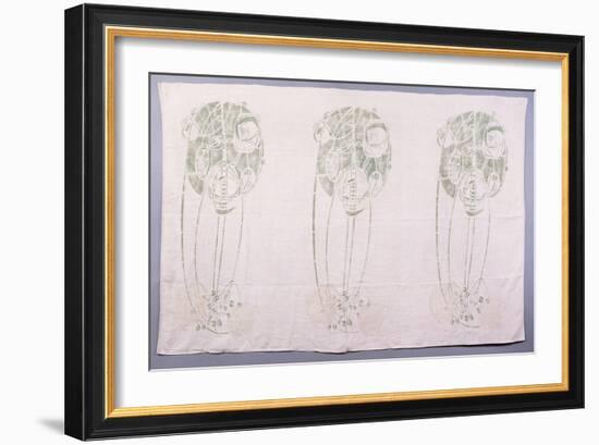 Panel of Three Stylised Rose Motifs in Green and Cream, for One Back of a Corner Settle-Charles Rennie Mackintosh-Framed Giclee Print