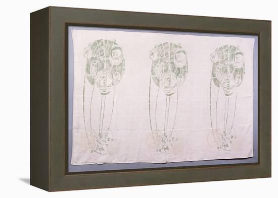 Panel of Three Stylised Rose Motifs in Green and Cream, for One Back of a Corner Settle-Charles Rennie Mackintosh-Framed Premier Image Canvas