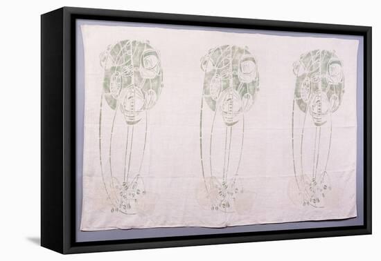 Panel of Three Stylised Rose Motifs in Green and Cream, for One Back of a Corner Settle-Charles Rennie Mackintosh-Framed Premier Image Canvas