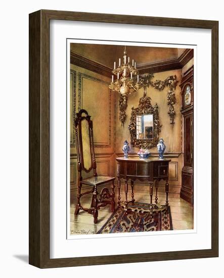 Panelling, Mirror Frame, Walnut Table and Chair, Charles Wesley's Walnut High Case Clock, 1910-Edwin Foley-Framed Giclee Print